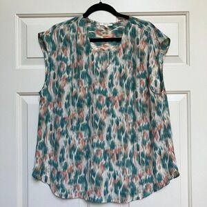 Maurices‎ XXL Sleeveless Blouse Top Green Pink Abstract Print Casual Work Casual